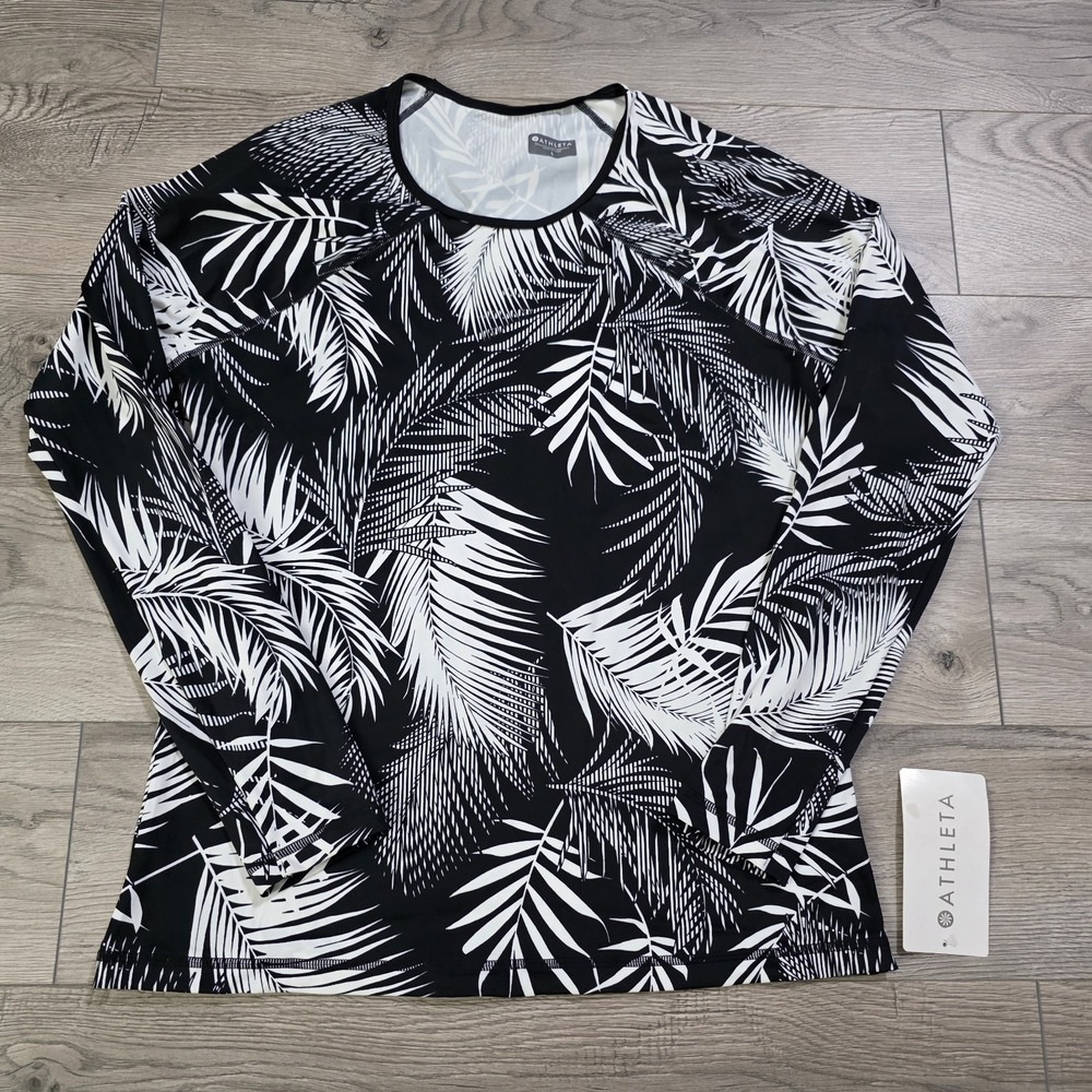 Athleta Sandy Beach Rashguard Women's L Long Sleeve Active Floral Pullover NWT
